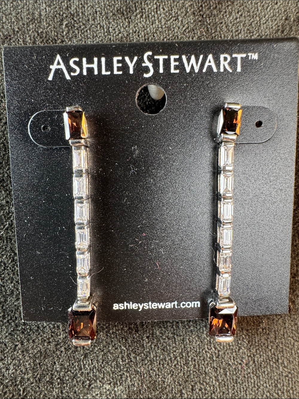 0336-Ashley Stewart Brown and Silver Linear Drop Earrings